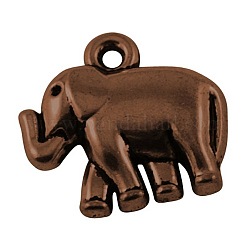 Red Copper Tibetan Style Elephant Pendants, Lead Free & Cadmium Free, & Nickle Free, 20x18x4mm, Hole: 2mm