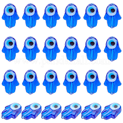 Nbeads hecho a mano mal de ojo murano cuentas hebras, hamsa mano, azul, 14~15x10x4mm, agujero: 1 mm, aproximamente 28 pcs / cadena, 15.75 pulgada (40 cm)