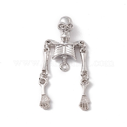 Ciondoli connettore in lega di halloween, osso della parte superiore del corpo, platino, 40x17x4.8mm, Foro: 1.6~1.8 mm