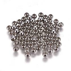 Intercalaire perles en 304 acier inoxydable, ronde, couleur inoxydable, 4x3mm, Trou: 2mm
