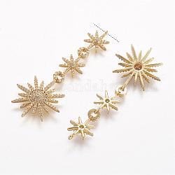 Ottone micro spianare pendenti zirconi, stella, grandi ciondoli, oro, 57x21x3.8mm