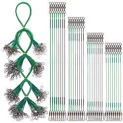 Líderes de alambre de pesca de acero, Líderes de alambre para sedal con giros y broches, verde, 185~342mm, 100 PC / sistema