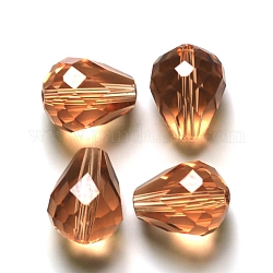 Imitazione branelli di cristallo austriaco, grado aaa, sfaccettato, goccia, peachpuff, 8x10mm, Foro: 0.9~1 mm