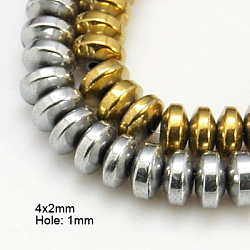 Non-Magnetic Synthetic Hematite Beads Strands, Grade A, Rondelle, Mixed Color, 4x2mm
