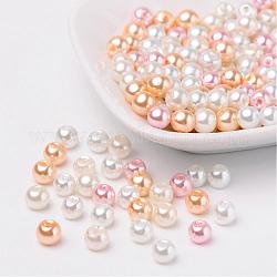 Appena rosa, mix perla perline di vetro perlato, colore misto, 6mm, Foro: 1 mm, circa 200pcs/scatola