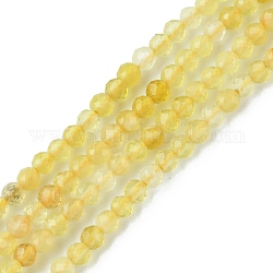 Chapelets de perles en opale jaune naturelle, facette, ronde, 2mm, Trou: 0.6mm, Environ 196~199 pcs/chapelet, 15.43~15.67 pouce (39.2~39.8 cm)