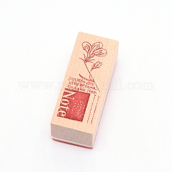 Holzstempel, mit Gummi, Rechteck, Blumenmuster, 55x22x19 mm