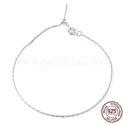 Bracelets torsadés en argent sterling 925 rhodié, bracelets de perles bricolage réglables pour femmes, avec tampon s925, platine, 7-1/8 pouce (18 cm)