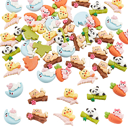 NBEADS 50 Pcs Animal Resin Cabochons, 5 Styles Cartoon Resin Cabochons Charm Flatback Resin Decor Small Animal Slime Charm Set for DIY Craft Making Ornament Scrapbooking