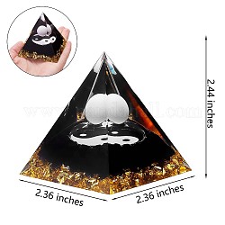 Orgone Pyramid Protection Crystal Gemstone Pyramid Reiki Positive Energy Pyramid Chakra Meditation Pyramid for Success Health Lucky Anti-Stress Decor Gift Collection (Black), 60x60x62mm