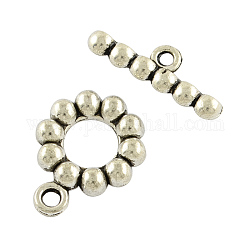 Tibetan Style Alloy Ring Toggle Clasps, Lead Free & Nickel Free, Antique Silver, Ring: 18.5x14x2.5mm, Hole: 2mm, Bar: 20x6x3mm, Hole:2mm, about 470pcs/1000g