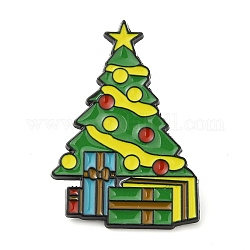 Pin de esmalte, Insignia de aleación chapada en negro de electroforesis para ropa de mochila, árbol de Navidad, 33.5x22.5x1.5mm