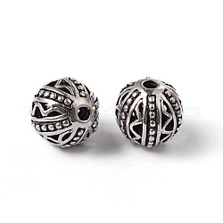 Tibetischen Stil Legierung runden Perlen, Cadmiumfrei und Nickel frei und Bleifrei, Antik Silber Farbe, 11 mm, Bohrung: 2 mm