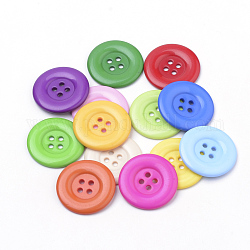 4-Agujero botones acrílicos, plano y redondo, color mezclado, 25.5x3.5mm, agujero: 2 mm