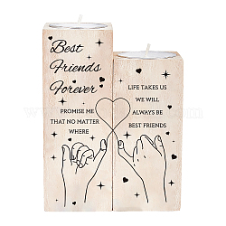 SUPERDANT Wooden Candle Holder and Candles Set, for Home Decorations, Rectangle with Word, Hand Heart, Wooden Candle Holder: 2pcs/set, Candles: 2pcs/set