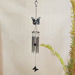 Butterfly Iron Wind Chimes, with Aluminum Tube, Window Decoration, White, 820mm