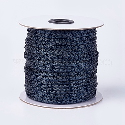 Cordón trenzado de resina y poliéster, Cordón metálico, azul oscuro, 5x4mm, aproximamente 50 yardas / rodillo