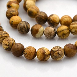 Round Natural Picture Jasper Beads Strands, 8mm, Hole: 1mm, about 50pcs/strand, 15.7 inch