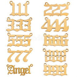 Kits de fornituras para hacer joyas con colgante de número, incluyendo 1pc ángel 201 eslabones de acero inoxidable, 9 pieza 201 colgantes de acero inoxidable, dorado, Colgante: 9 unids / set