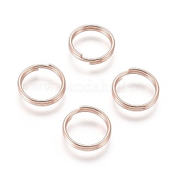 304 anelli portachiavi in ​​acciaio inox, anelli di salto a doppio anello, oro roso, 12x2mm, diametro interno: 10mm, singolo filo: 1mm