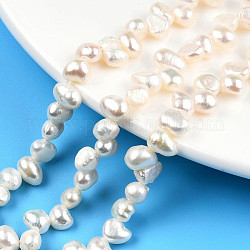 Brins de perles de culture d'eau douce naturelles, perles baroques, perle de keshi, deux faces polies, couleur de coquillage, 5~6x5.5~8.5x3.5~5.5mm, Trou: 0.7mm, Environ 62~64 pcs/chapelet, 12.99 pouce (33 cm)