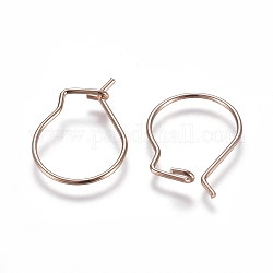 304 Stainless Steel Earring Findings, Kidney Ear Wire, Rose Gold, 21 Gauge, 19x13x0.7mm, Pin: 0.7mm