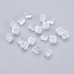 Silicone Ear Nuts, Earring Backs, Clear, 5x5x3.5mm, Hole: 0.6mm, about 500pcs/bag