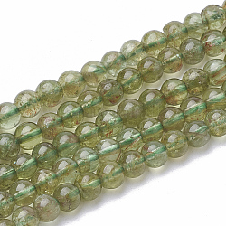 Abalorios de apatita verdes naturales hebras, redondo, 5x4.5mm, agujero: 1 mm, aproximamente 83 pcs / cadena, 15.5 pulgada