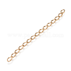 Revestimiento iónico (ip) 304 extensor de cadena de acero inoxidable, cadena de acera dapped, dorado, 45~52mm, link: 4.5x2.5x0.5 mm