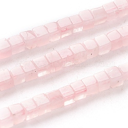 Granos naturales de abalorios de cuarzo rosa, cubo, 4x4x4mm, agujero: 0.7 mm, aproximamente 93 pcs / cadena, 15.75 pulgada (40 cm)