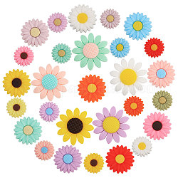 CHGCRAFT 28Pcs 28 Styles Sunflower Daisy
 Silicone Beads, DIY Nursing Necklaces and Bracelets Making, Chewing Pendants For Teethers, Mixed Color, 19.5~39x7.5~10mm, Hole: 2~2.2mm, 1pc/style