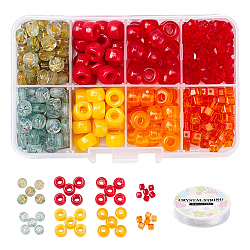 DIY Jewelry Making Kits, Including Transparent Acrylic Beads, Acrylic European Beads, Cube Glass Beads, Elastic Crystal Thread, Mixed Color, Beads: 396~408pcs/set