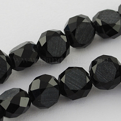 Mattglas Perlen Stränge, facettiert, Flachrund, Schwarz, 8x4~5 mm, Bohrung: 1 mm