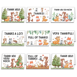 Прямоугольник суперданта с карточками со смешанным рисунком животных, с прямоугольными бумажными конвертами, на день рождения день благодарения, красочный, 10x15 см, 9 шт / комплект, 1 комплект