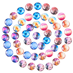 SUNNYCLUE 50Pcs 10 Style Starry Sky Printed Glass Cabochons 25mm Diameter Half Round Flat Back Glass Dome Cabochons for Photo Cameo Pendant Craft Jewelry Making