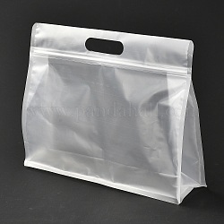 Sacchetto di plastica trasparente con chiusura a zip, custodia in plastica stand up, borse richiudibili, con manico, chiaro, 23x30x0.08cm
