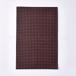 Hoja de tela autoadhesiva de cuero de pu, Rectángulo, Patrón de tartán, para hacer moños y pendientes, de color rojo oscuro, 30x20x0.1 cm
