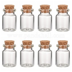 Glass Wishing Bottle Bead Containers, Corked Bottles, Clear, 22x33mm, Bottleneck: 15.5mm in diameter, Capacity: 7ml(0.23 fl. oz)