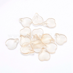 Charms in vetro trasparente, petalo a forma di cuore, peachpuff, 15x12x4.5mm, Foro: 1 mm