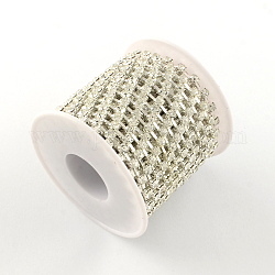 Messing-Kristall-Strass-Strassketten, mit Spule, Strass Cup Kette, Silber, 3.5 mm, ca. 10 Yards / Rolle, 1353pcs / roll