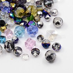 Perles en verre, facette, mixedstyle, formes mixtes, couleur mixte, 5.5~10.5x5.5~10x3~10mm, Trou: 1mm