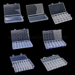 プラスチックグリッドビーズ容器  長方形  透明  19.2~25.3x10.8~13.3x1.8~3.6cm  内径：2.5~12.6x3~18.8のCM