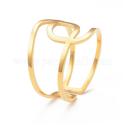 Chapado en iones (ip) 304 anillo de puño abierto de nudo entrelazado de acero inoxidable para mujer, real 14k chapado en oro, diámetro interior: 17 mm