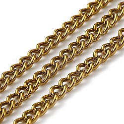 Алюминиевые бордюрные цепи с покрытием стойки, витые цепочки, несварные, с катушкой, золотые, 5x4x1 мм, около 328.08 фута (100 м) / рулон