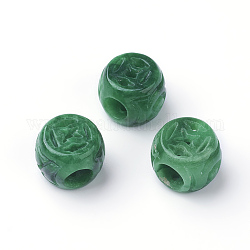 Perles européennes de Myanmar jade/jade birman naturel, Perles avec un grand trou   , teinte, plat rond, 11.5x9mm, Trou: 4mm