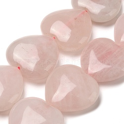 Brins de perles de quartz rose naturel olycraft, cœur, 24~25x25x9.5mm, Trou: 1.6mm, Environ 15~16 pcs/chapelet, 13.98~14.76 pouce (35.5~37.5 cm), 1strand / boîte