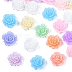 Непрозрачные кабошоны из смолы, цветок, разноцветные, 6.5x6.5x3 мм