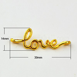 Alloy Links connectors, love, Golden, 39x14x5mm, Hole: 2.5mm