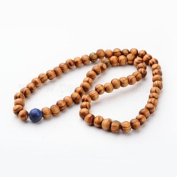 Collane di perline di legno, con lapis naturale Lazuli perline, 18.11 pollice
