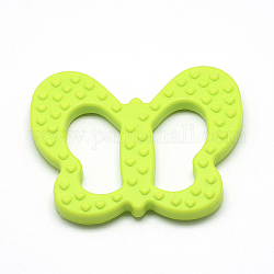 Food Grade Eco-Friendly Silicone Big Pendants, Chewing Pendants For Teethers, DIY Nursing Necklaces Making, Butterfly, Yellow Green, 80x64x9mm, Hole: 14x39mm